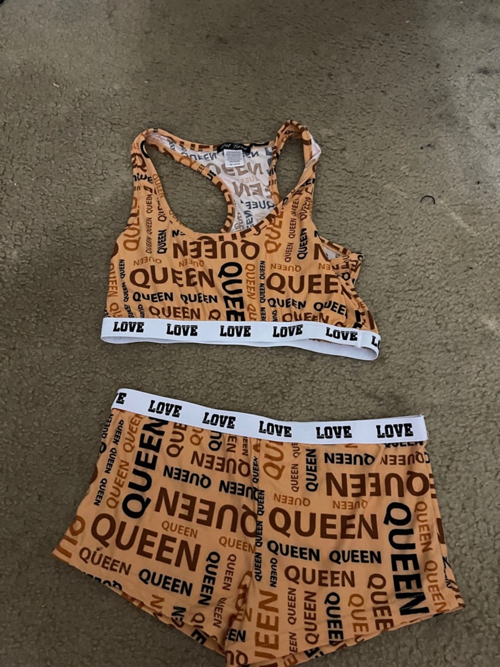 Women's 'Queen' Sports Bra & Short Set - Orange